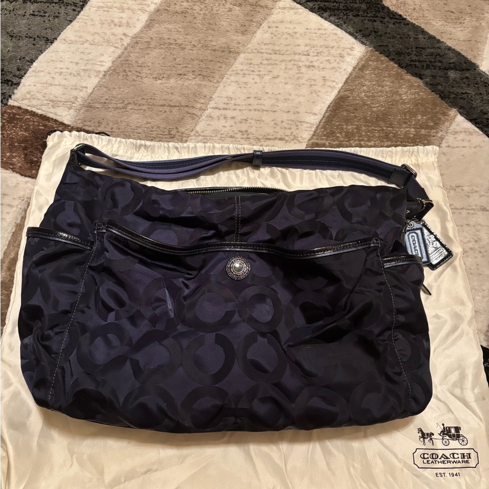 SOLD!!!! Navy Blue Signature COACH Baby Bag
